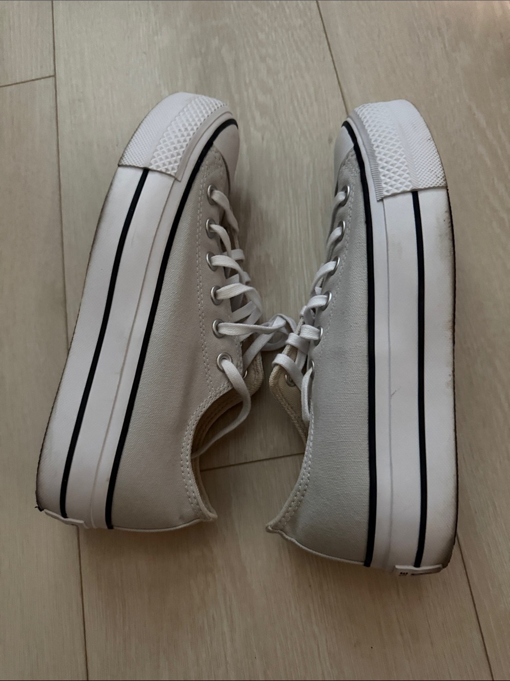 Converse Light Gray Low Top Platform Canvas Sneakers - Picture 7 of 12